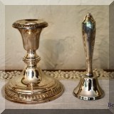 S10. Sterling silver bell and candlestick. 